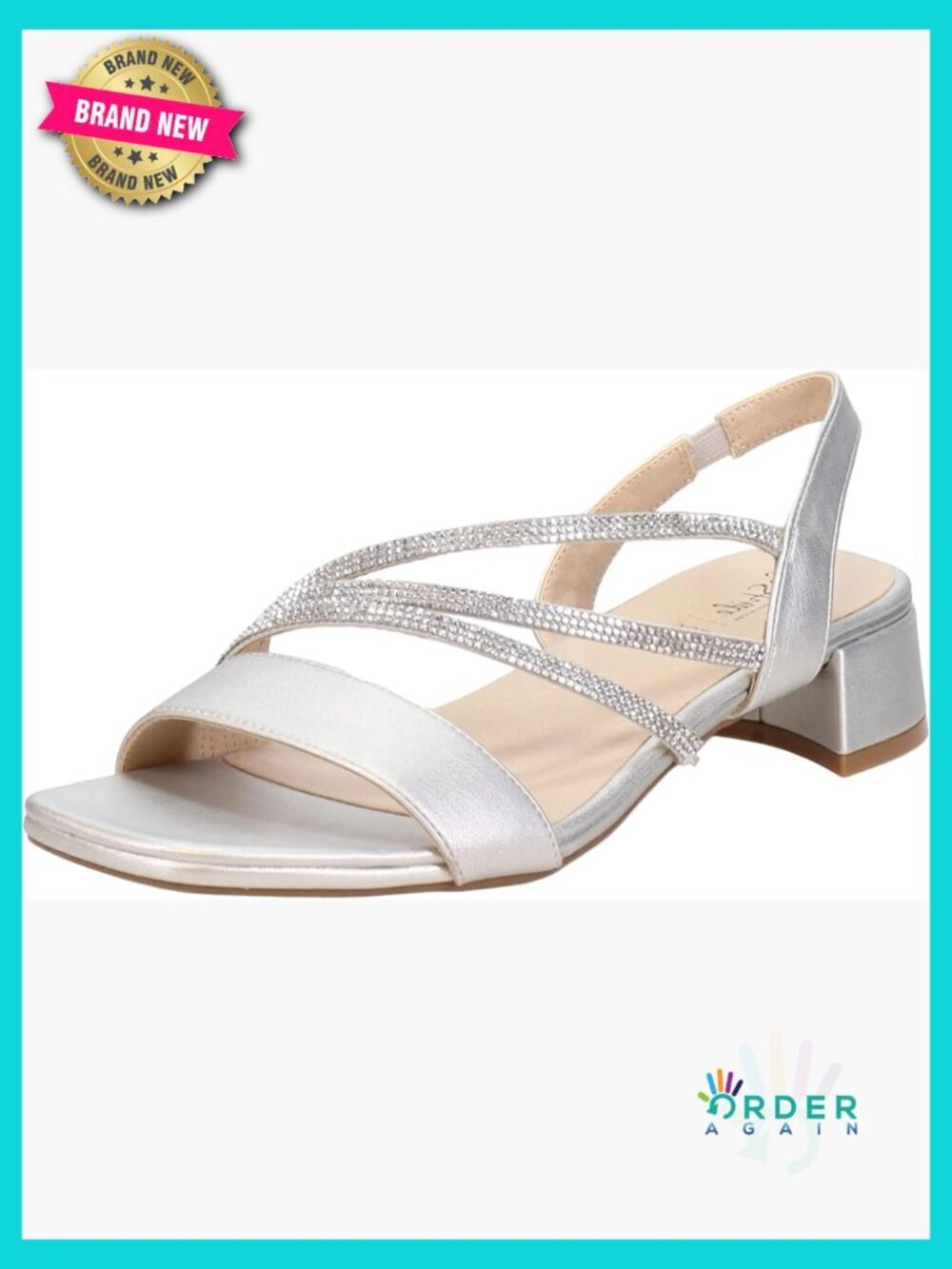 Strappy Rhinestone Slingback Heeled Sandals Open Toe Block Heel Formal